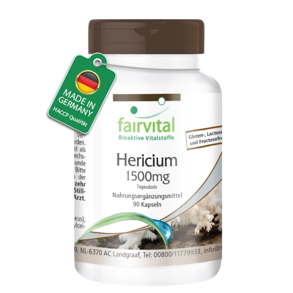 Hericium 1500mg Tagesdosis - 90 Kapseln - schluckfreundlich - Hericium Erinaceus - hochdosiert und vegan | Fairvital